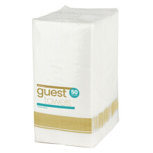 Set van 100 stoffen servetten met gouden rand voor diners, bruiloften en Thanksgiving.