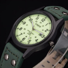 Orologio sportivo al quarzo vintage classico da uomo, impermeabile, con datario e cinturino in pelle, ideale per l'esercito. Orologi robusti per