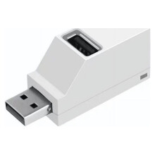 Adaptateur/répartiteur USB 2.0 à 3 ports pour PC, ordinateur portable, téléphone portable et lecteur de clé USB haute vitesse, blanc