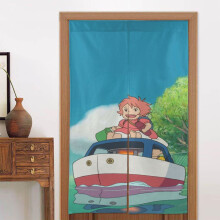 Ponyo Door Curtain for Doorway, Pattern Print Blackout Privacy Window Curtain, Room Divider Curtain Tapestry Home Decor, 34" W X 56" L