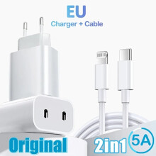 40W duálna nabíjačka USB-C PD, adaptér pre rýchle nabíjanie kompatibilný s iPhone 15/14/13Pro Max, iPad Air, zástrčka EU, kábel C2L