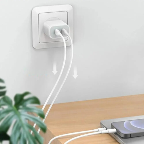 Φορτιστής διπλής θύρας USB-C PD 40W, προσαρμογέας γρήγορης φόρτισης συμβατός με 2