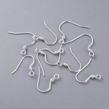 Náušnicové háčky z nerezové oceli 304, stříbrné, 17x18,5x2,5 mm, průměr otvoru: 1,8 mm, délka kolíku: 0,8 mm