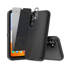 Xhy kompatibelt med Samsung Galaxy A14 5G cover, 3-i-1 stødsikkert beskyttelsescover med skærmbeskyttelse og linsebeskytter, militærkvalitets
