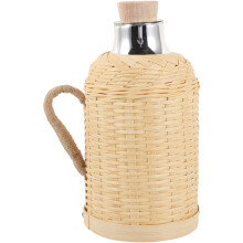 Izolovaná láhev na vodu Eease Vintage s ratanovým obalem - skleněná vložka o objemu 1,3 l