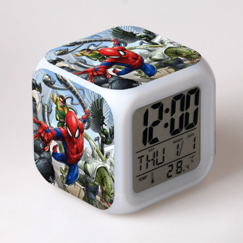 Ξυπνητήρι LED με μοτίβο Spider_Man - Λαμπερό ψηφιακό επιτραπέζιο ρολόι, συμβατό με HTNL#674,