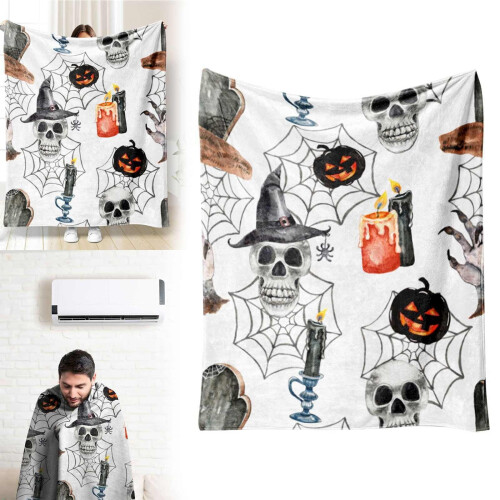 Πορτοκαλί κουβέρτα φανέλας για το Halloween - Μαλακή, ζεστή και άνετη για μωρό, νήπιο,