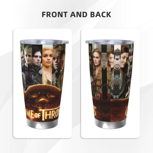 Ποτήρι Game of Thrones 20oz με καπάκι, κούπα ταξιδιού διπλού τοιχώματος με μόνωση κενού 2