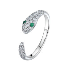 S925 Zilveren Open Serpentijn Zirkonia Ring, Zilver