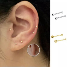 RSAMD2ks Minimalistické malé korálkové náušnice pro ženy šroubovací náušnice do ušní kosti - stříbrné - 8 mm