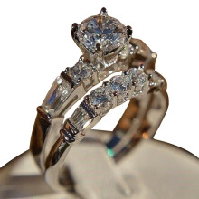 2 stuks glanzende dames trouwringen met ingelegde kubieke zirkonia, sieraden en bedeltjes, cadeau