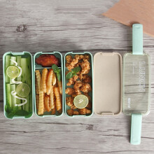 maxiaoxia Lunchbox, auslaufsicher, mikrowellengeeignet, mit Strohhalm, 3-lagig, Bento-Box, 900 ml, wiederverwendbar, Lunchbox für Erwachsene, Kinder