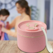 Japanisches rundes Lunchbox-Set 650 ml, Suppenbecher aus Weizenstroh, versiegelt mit Suppendichtung, mikrowellengeeignet für Schüler und