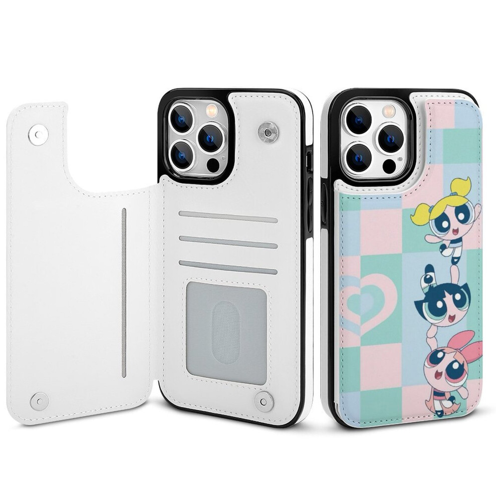 Powerpuff Girls Compatible With Iphone 14 Pro Max Wallet Case, Pu Leather Flip Folio With Card Holder, Kickstand, Magnetic Clasp, Shockproof Cover 9464372908783