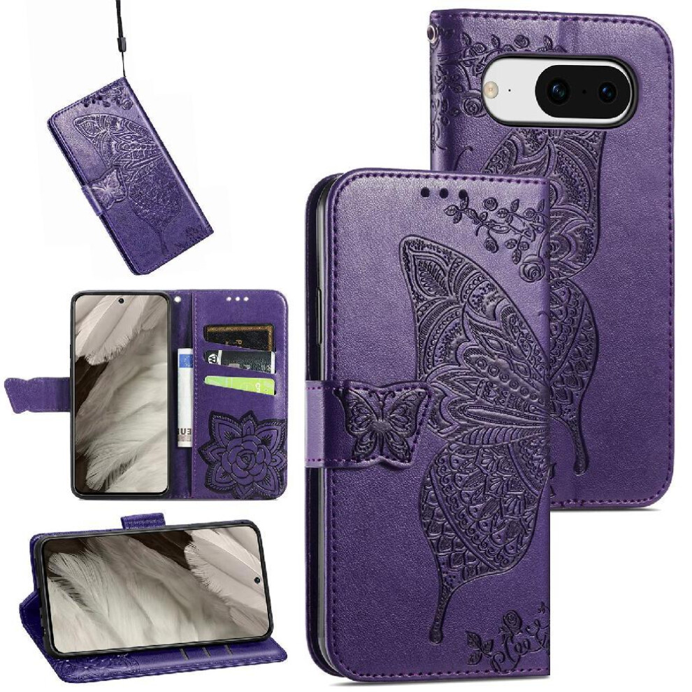 Case For Google Pixel 8 Wallet Business Multi-Color Butterfly Wing 9464372908837