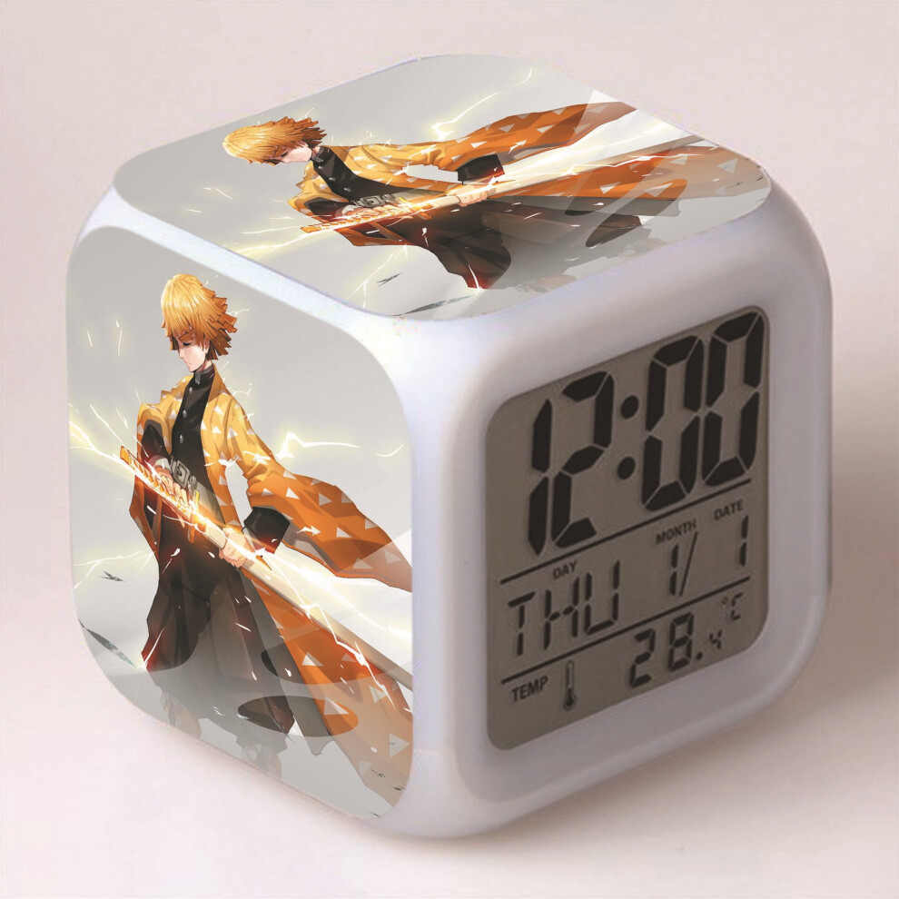 Hanntaoo Kids Digital Alarm Clock, Demon Slayer Led Color Changing Clock With Thermometer & Night Gift For Boys Girls Light