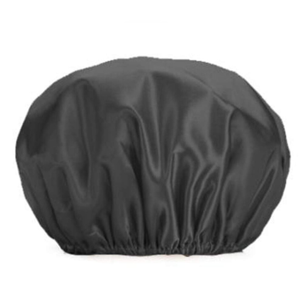 Black Waterproof Doublelayer Shower Cap For Women, Reusable Adjustable Hair Protection,