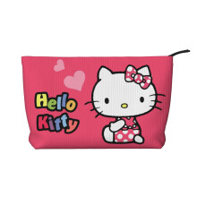 Sød Hello Kitty tegneseriekat makeuptaske til kvinder og piger, stor kapacitet fløjlsbukser med lynlås, kompatibel med rejsehudpleje og