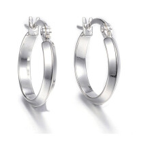 1 pár 304 rozsdamentes acél karika fülbevaló gyűrű ezüst bevonattal 20x18,5x3mm tű: 1x0,8mm