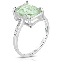 Anello in argento sterling con ametista verde autentica taglio smeraldo da 4,00 carati, taglie 6-9.