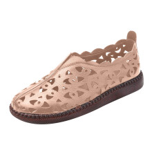 OAVQHLG3B Slip-on sandaler til kvinder, elegant sommer, tæt tå, udhulet, åndbar, komfortsko, afslappet hjemmesko