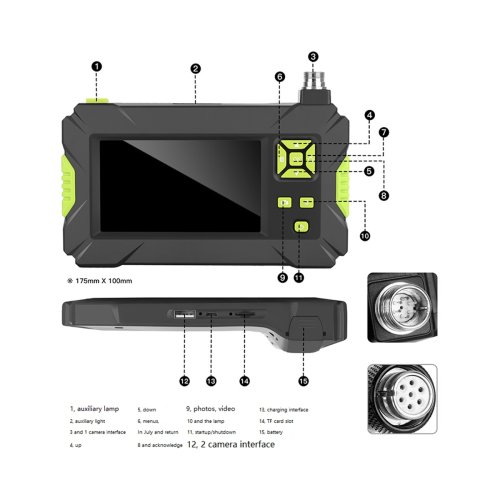 Βοροσκόπιο HD με φως LED, φακό 8 χιλιοστών, κάμερα αγωγού, οπτική επιθεώρηση, 2
