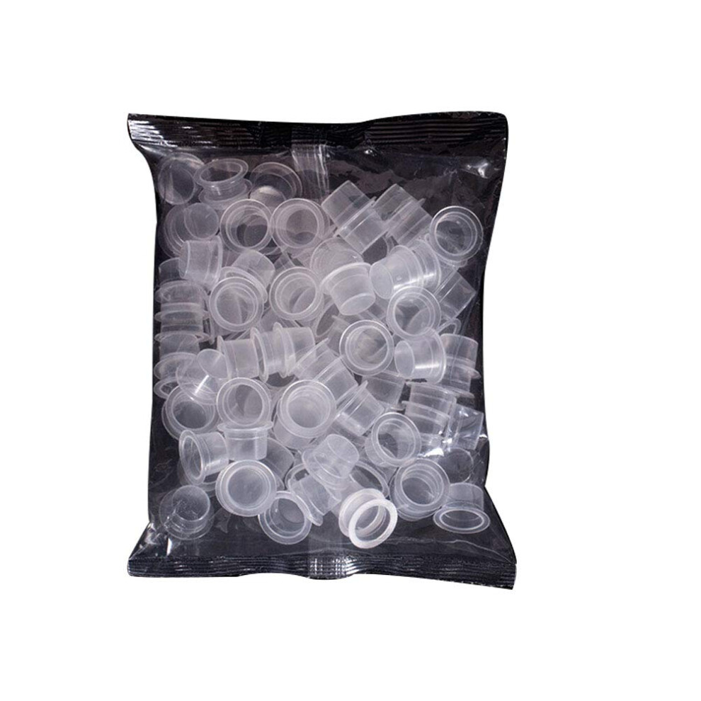 Tattoo Ink Cups 100pcs Transparent Disposable Caps for Permanent Makeup and Microblading