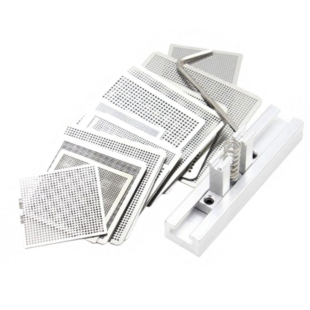 27 Pcs Steel Mesh Laptop Chip Flux Bga Reballing Stencil Template Kit With Universal Reball Station 9395123623641