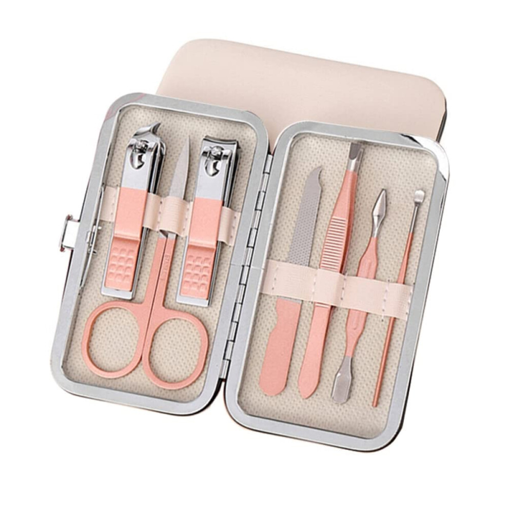 Manicure Set Pedicure Kit Stainless Steel Nail Clippers Scissors Professional Grooming Case 7Pcs