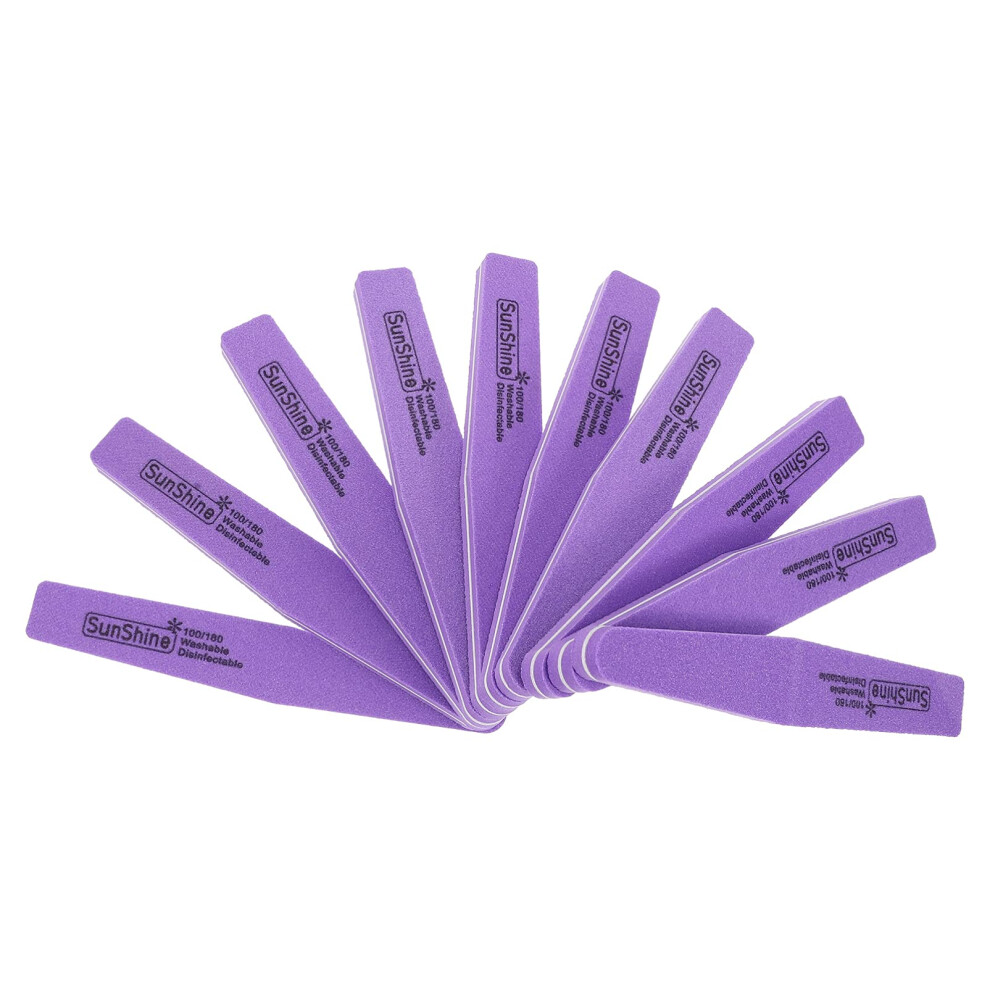 Purple Nail Buffer Blocks 10 Pack Dual Grit Sponge Nail File For Professional Gel Manicure