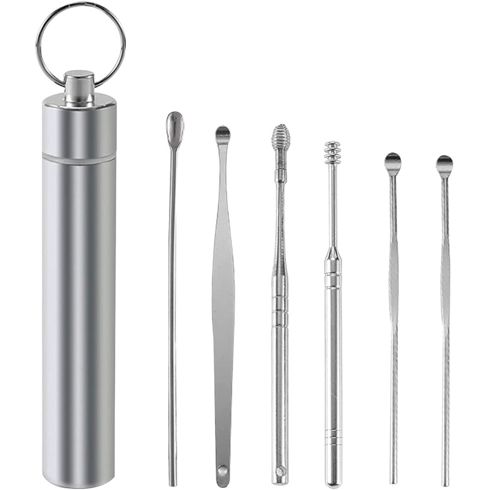 Earwax Removal Tool Set with DoubleEnded Spiral Tips, Stainless Steel Ear Cleaning Kit with Storage Box