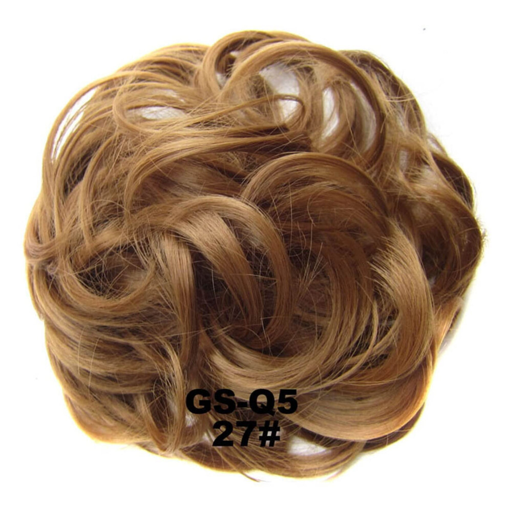 Unisex Messy Hair Bun Extension With Instant Volume Boost, Curly Wavy Synthetic Fibers, Color 27