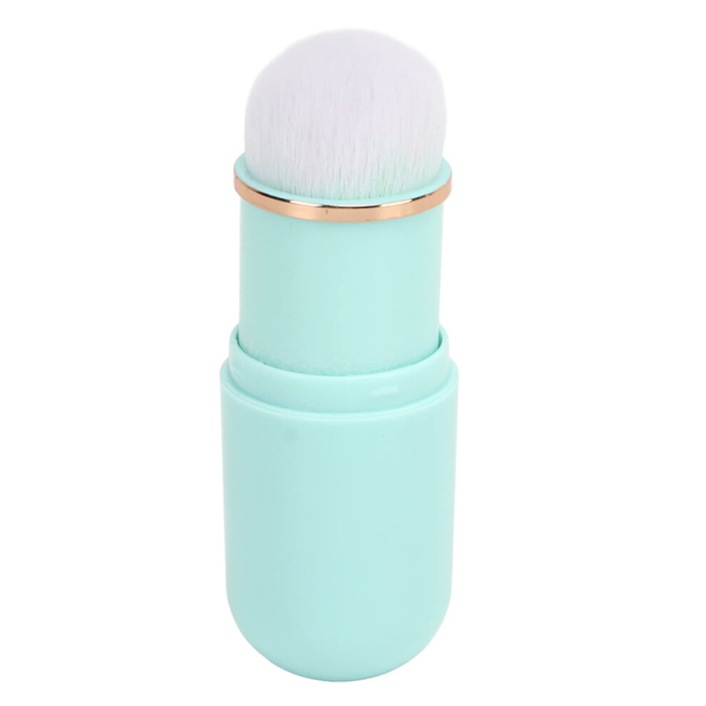 Green Nail Dust Brush With Soft Artificial Fiber Bristles, Retractable Ergonomic Handle For Makeup Powder,
