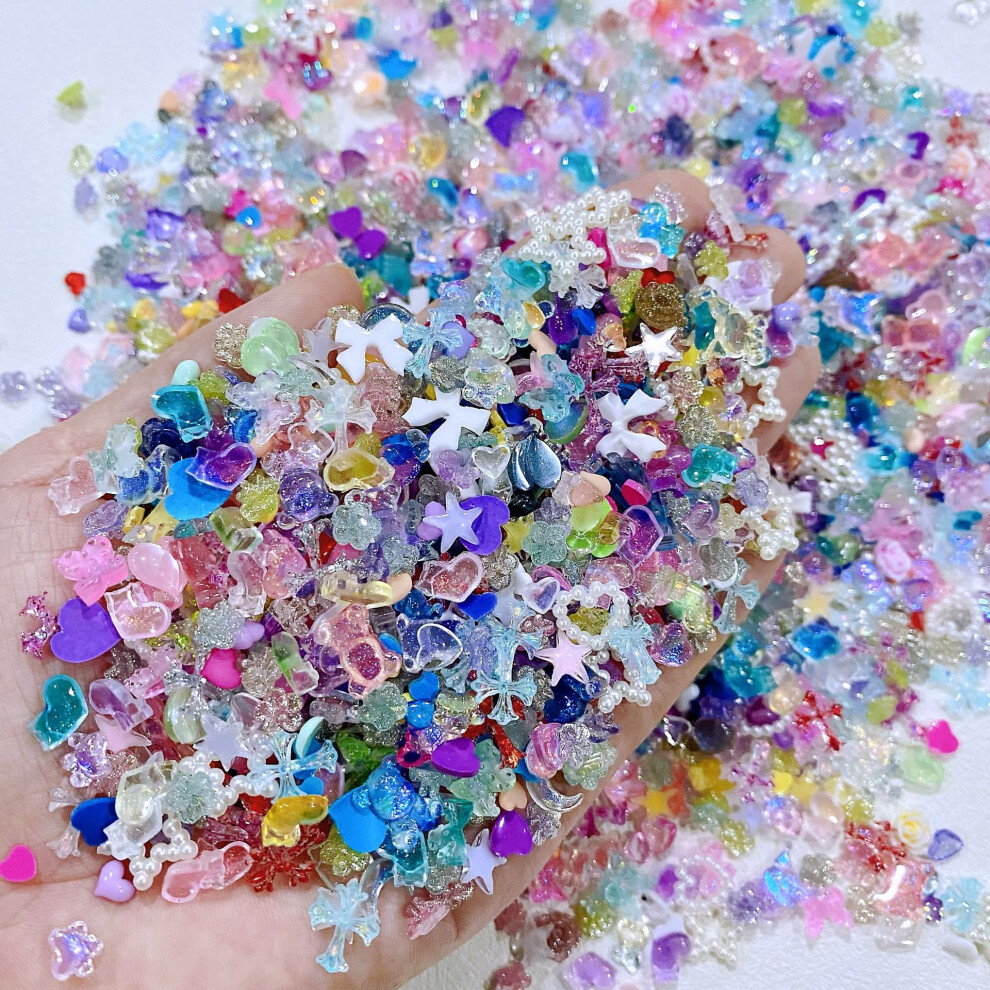 Aurora Shell Nail Gems Rhinestones, 3D Bowknot Resin Acrylic Nail Art Decorations, Manicure Accessories For DIY Craft Jewelry Home Use Salons (50