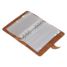 A6 PU-Leder Geldordner 6-Loch 18.9x12.9cm Braun