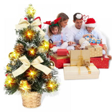 Christmas Sale! 16 inch Mini Desk Top Table Top Decorated Christmas Tree with Bows Baubles Ornaments Decorations, Red