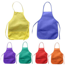 Yesbay Schürze aus Vliesstoff mit Tasche, Küchenschürze, Malschürze, DIY-Kunstkurs-Abdeckung, Orange