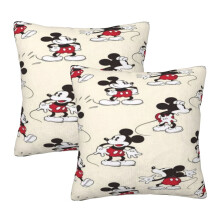 Mickey Mouse sierkussenhoezen, set van 2 kussenslopen voor bank, bed en woonkamer, 56 x 56 cm