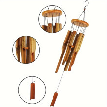 CKLXNGT1pc Sino de Vento de Bambu para Exterior, Sino de Vento de Madeira com Tons Graves Impressionantes, Ideal para Jardins, Terraços ou