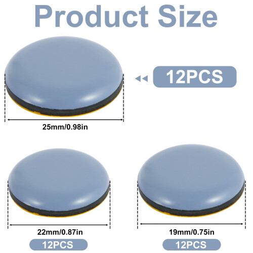 Conjunto de 36 deslizadores autoadesivos silenciosos para eletrodomésticos de cozinha, com 0,74/0,86/0,98 polegadas, ideais para fritadeiras 1