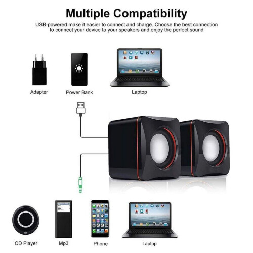 Clearance !Mini Portable Compact Stereo Small Square 3.5 Mm Audio Jack Laptop Desktop Computer USB Speaker 2