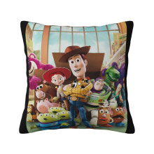 Toy Story -pellavaiset koristetyynynpäälliset, neliönmuotoiset säkkikankaasta valmistetut tyynynpäälliset sängyn ja sohvan penkkiin, 18 x 18