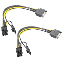 15Pin SATA Male to 8Pin(6+2) PCI-E Power Supply Cable SATA Cable 15-Pin to 8 Pin Cable 18AWG Wire for Graphic Card(2Pcs)