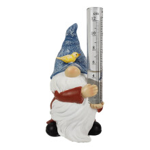 Rain Gauges Gnome Garden Statue with 2 Glass Tubes, Hand Painted Resin Water Gauge for Yard, Fence, Patio, Lawn, Deck