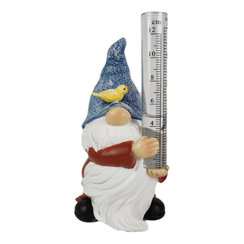 Βροχόμετρα, άγαλμα κήπου Gnome με 2 γυάλινους σωλήνες, χειροποίητος βαμμένος