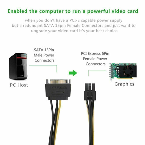 Καλώδιο προσαρμογέα PCIe PCI-e PCI Express 15 ακίδων σε καλώδιο τροφοδοσίας SATA 6 ακίδων για 2