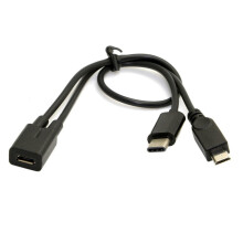 Voor kabel: Micro USB-vrouwelijk naar USB-C Type-C USB3.1 Micro USB-mannelijk splitterverlengkabel
