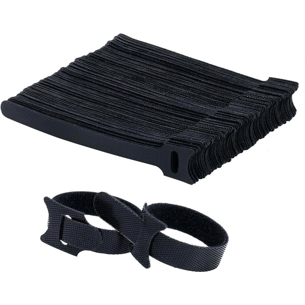 Velcro Cable Ties, 100 Pcs Reusable Adjustable Straps For Cable Management, Compatible With Pc, Tv, Data Cables, Headphones (Black) 9164030060937