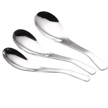 Juego de 3 cucharas de acero inoxidable: cuchara para comida, cuchara para sopa infantil, cuchara para arroz, cuchara gruesa, tamaño grande, mediano