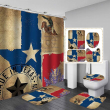 4-delige douchegordijnset met cowboy-schedelmotief - Paardenskelet, cactus, woestijn, rustieke boerderijstijl, Wild West badkamerdecoratie,